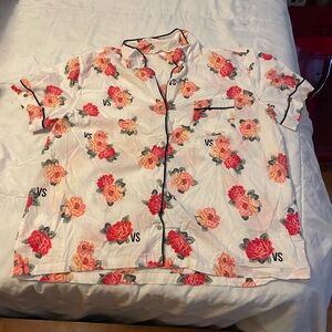Victoria's Secret Floral Top with Black Accents